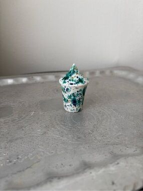 Hand-Painted Ceramic Lidded Jar in Green and Blue